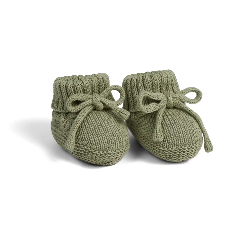 Knitted Booties In Sage Green