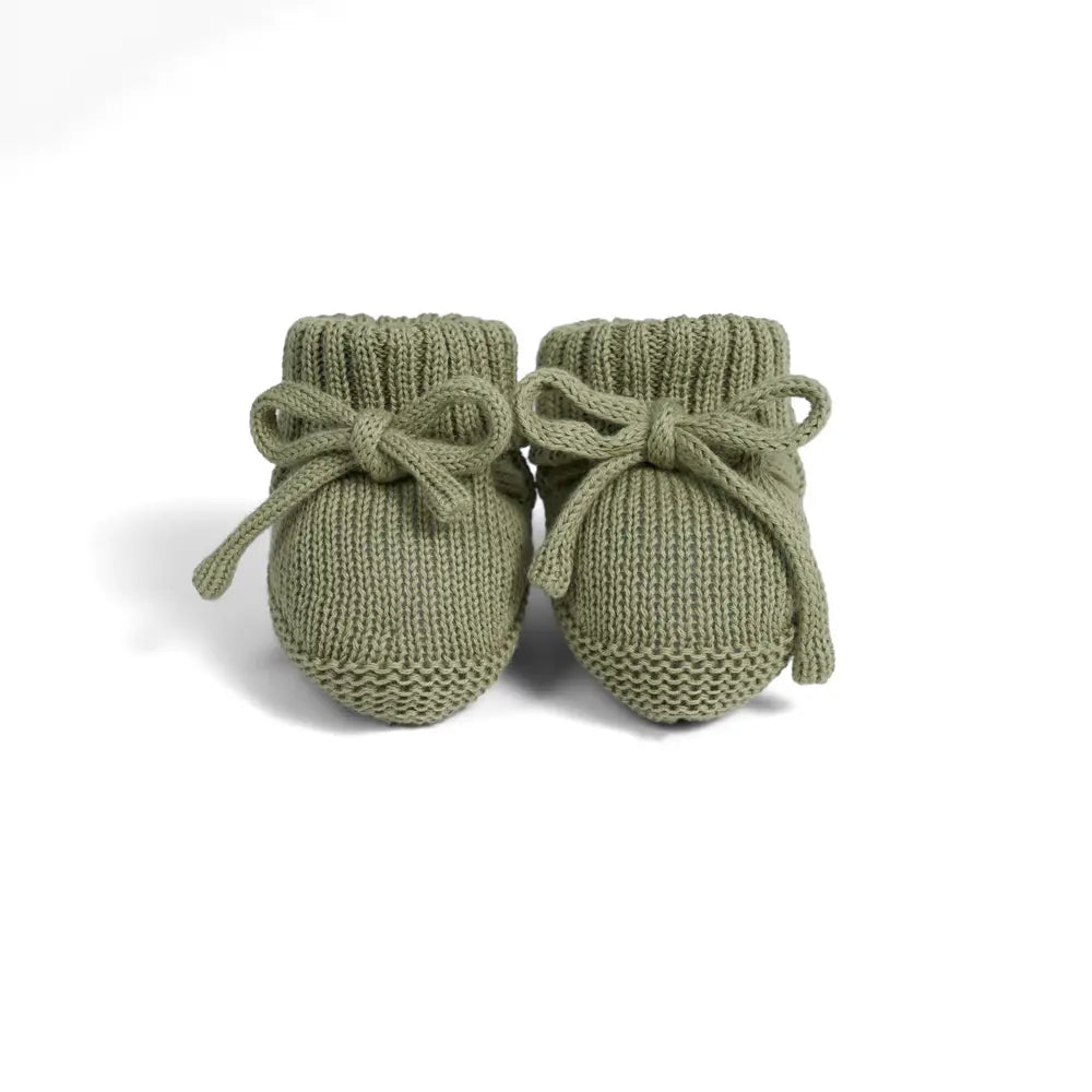 Knitted Booties In Sage Green