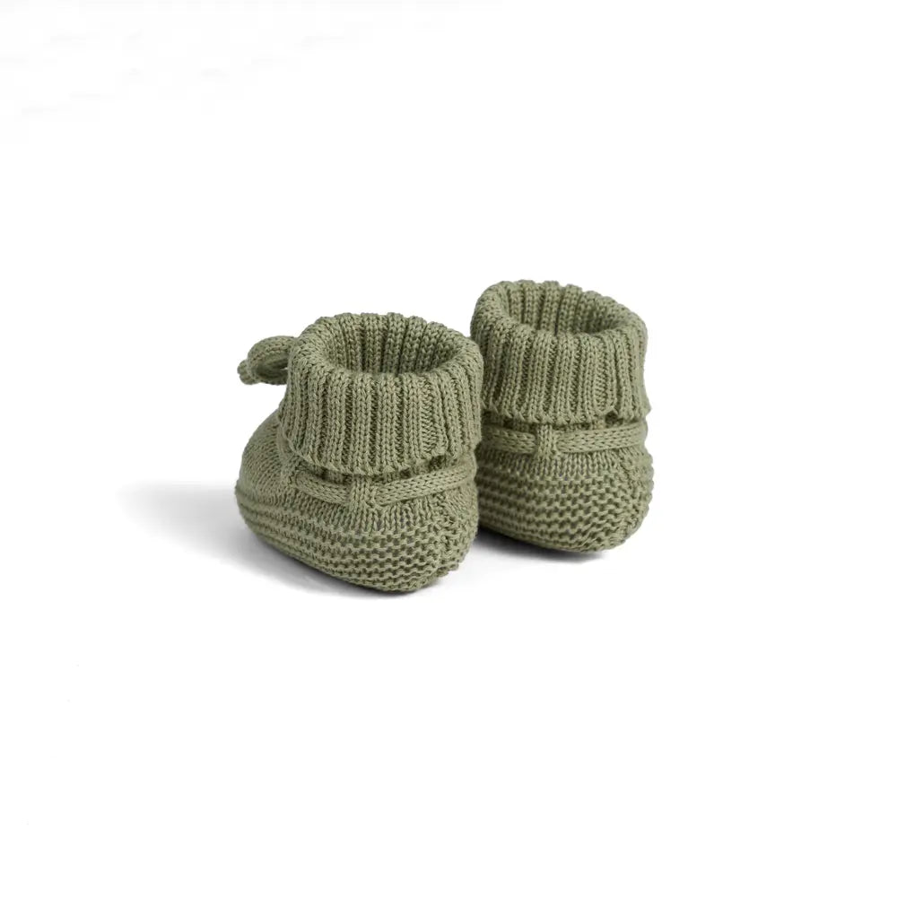 Knitted Booties In Sage Green