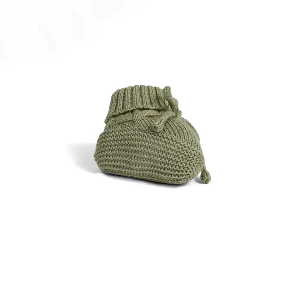 Knitted Booties In Sage Green