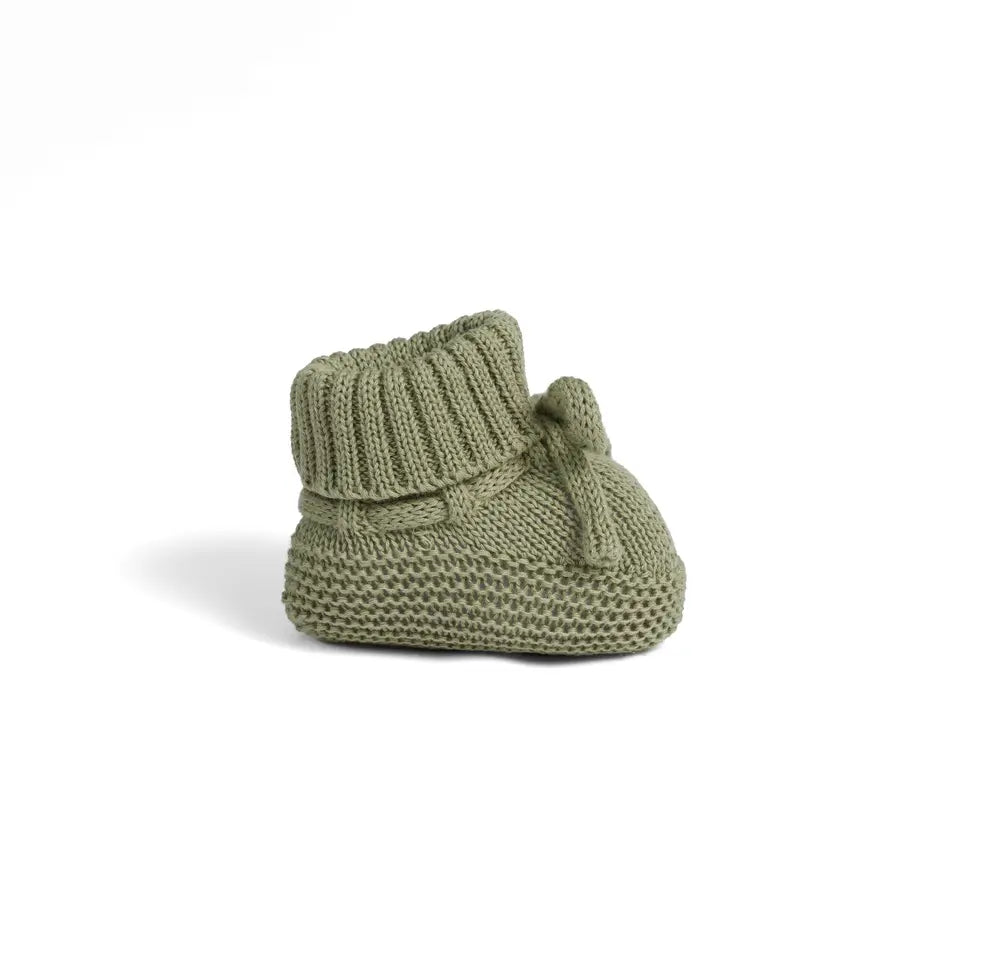Knitted Booties In Sage Green
