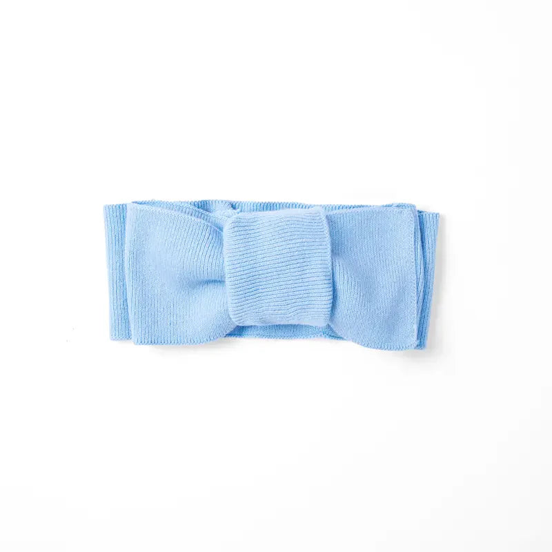 Knitted Oversized Topknot In Baby Blue