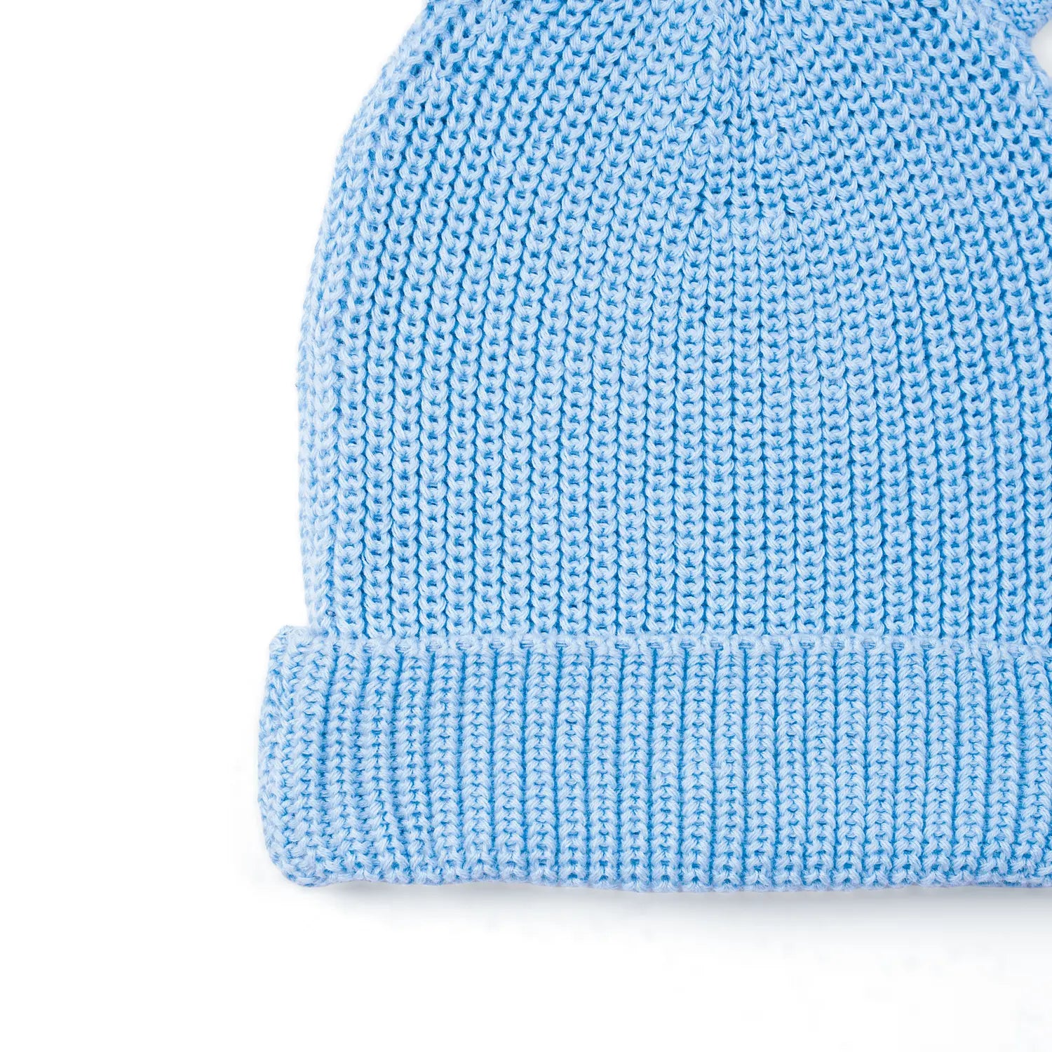 Bunny Ear Knit Beanie In Baby Blue