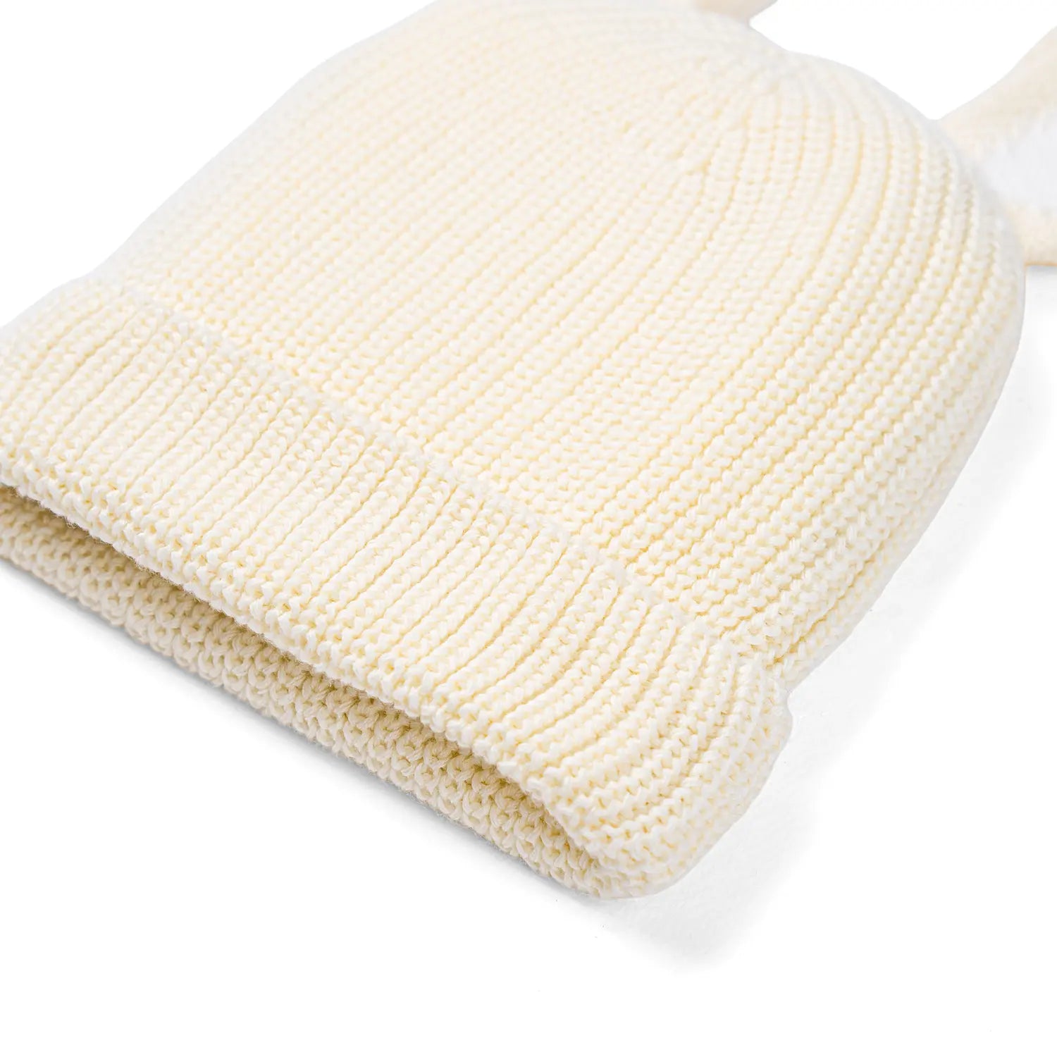 Bunny Ear Knit Beanie In Cream