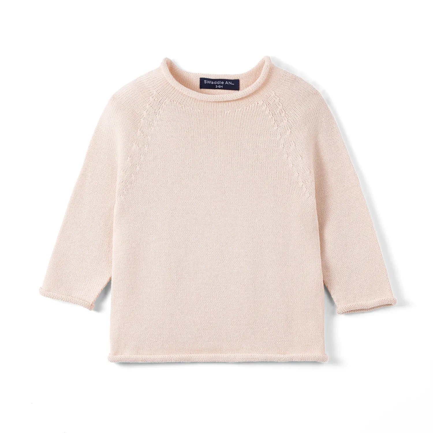 Knit Rollneck Baby Sweater In Beige