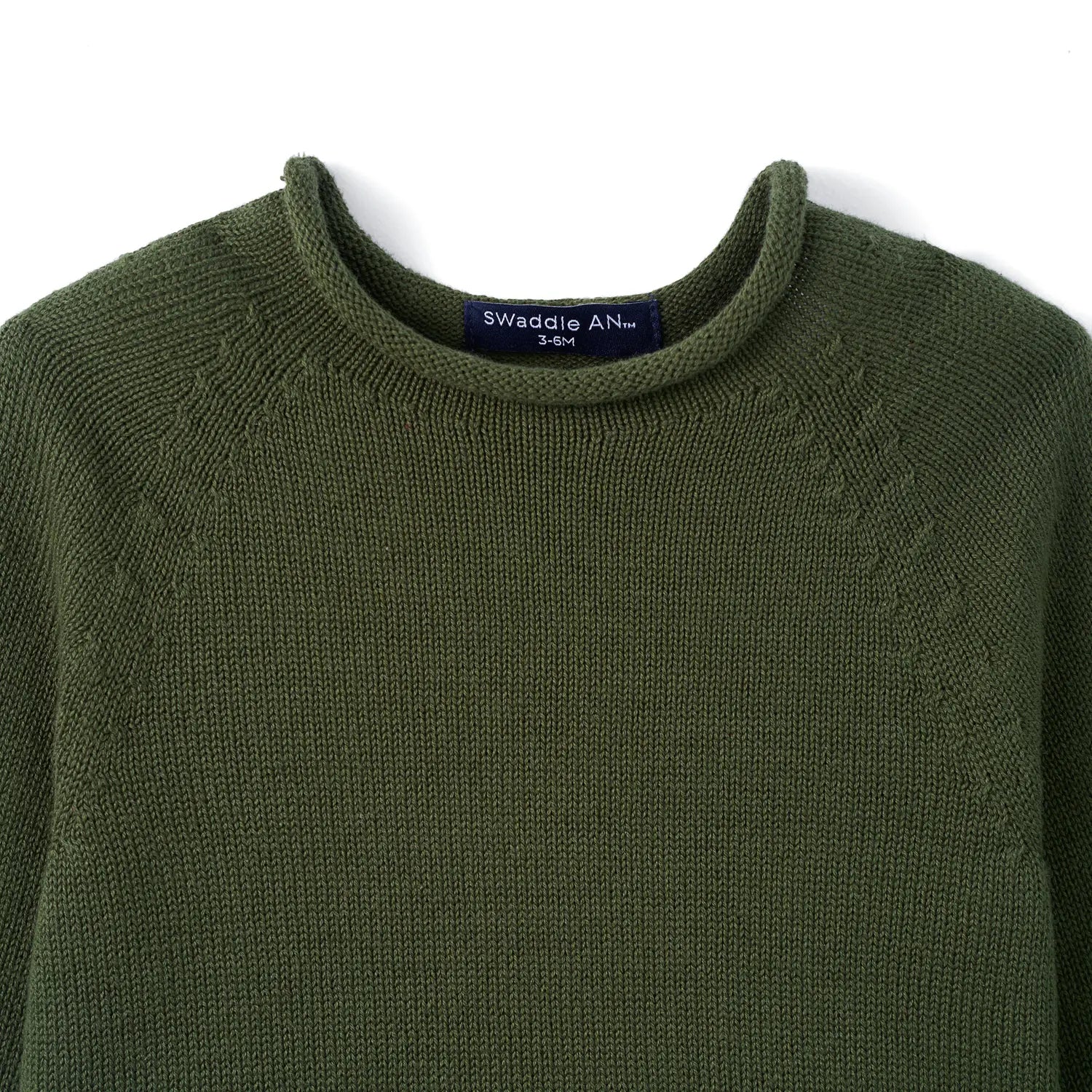 Knit Rollneck Baby Sweater In Forest Green