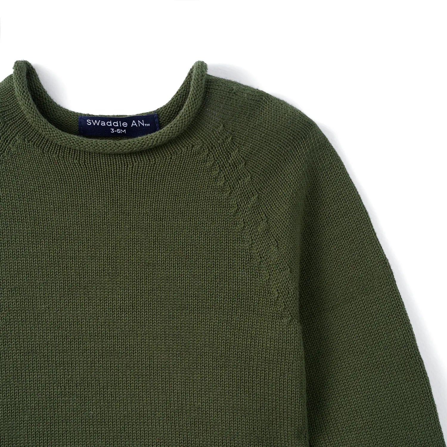 Knit Rollneck Baby Sweater In Forest Green