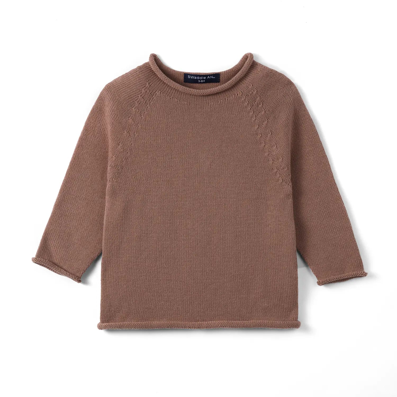 Knit Rollneck Baby Sweater In Mocha