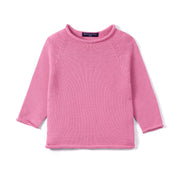 Knit Rollneck Baby Sweater In Rose Pink