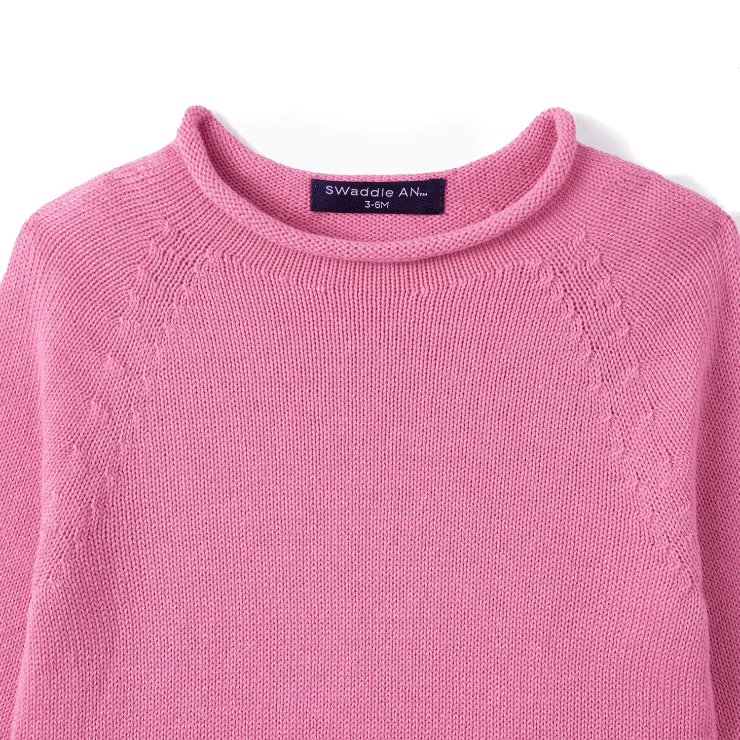 Knit Rollneck Baby Sweater In Rose Pink