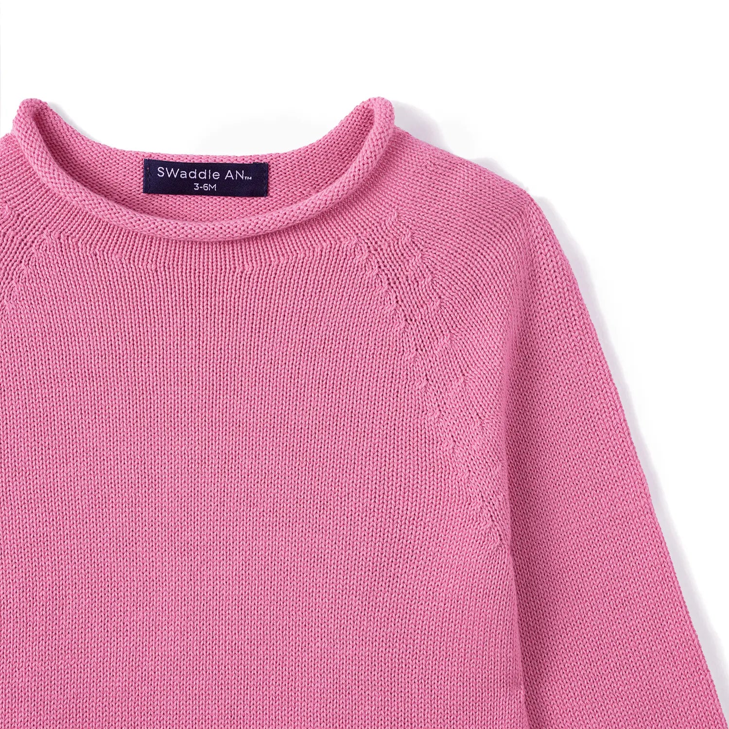 Knit Rollneck Baby Sweater In Rose Pink