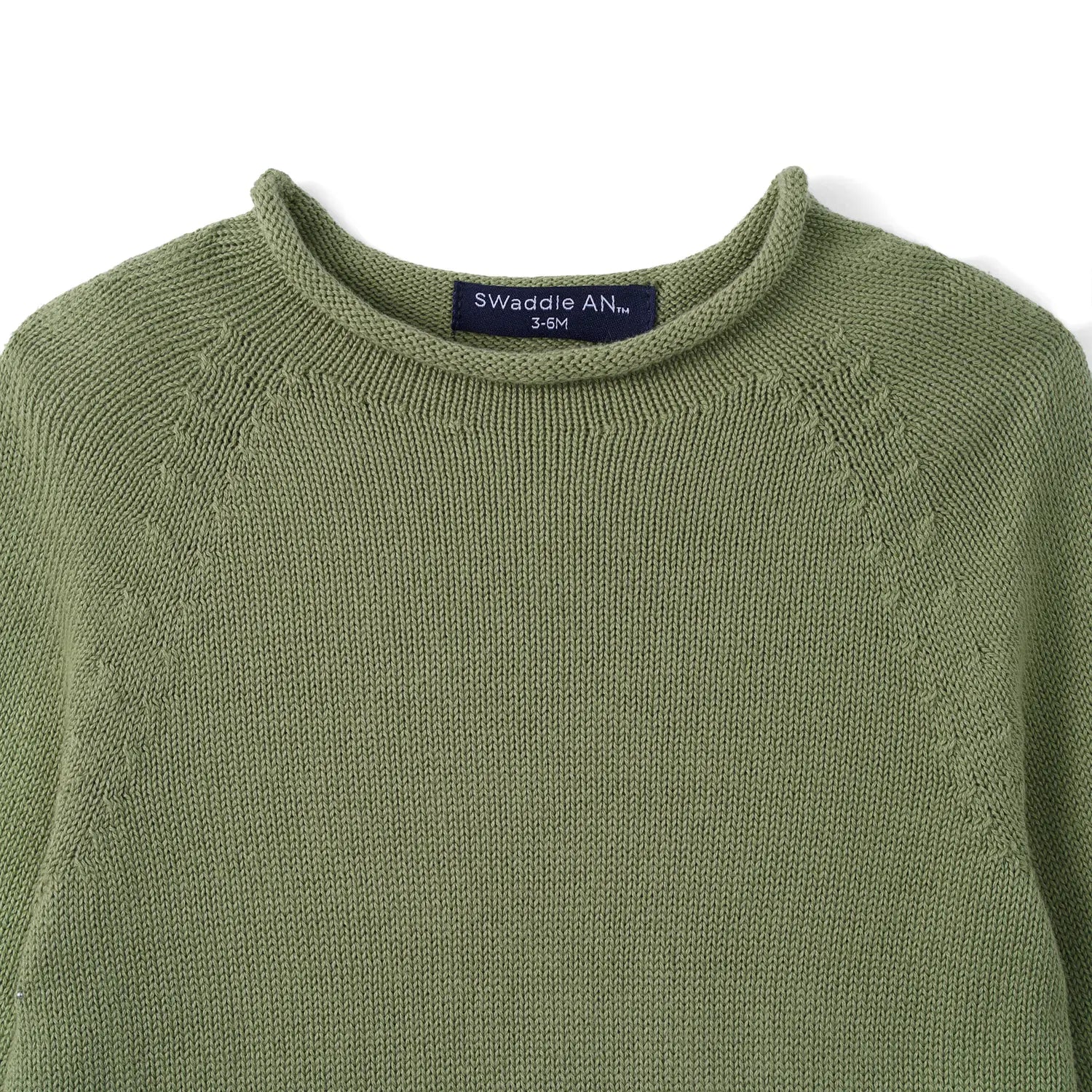 Knit Rollneck Baby Sweater In Sage Green