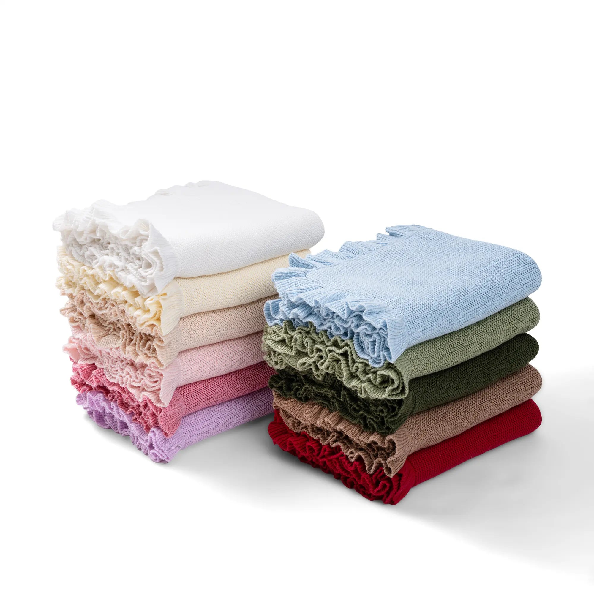 Ruffled Edge Knit Baby Blanket In Pink