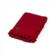 Ruffled Edge Knit Baby Blanket In Red Xmas