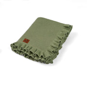 Ruffled Edge Knit Baby Blanket In Sage Green