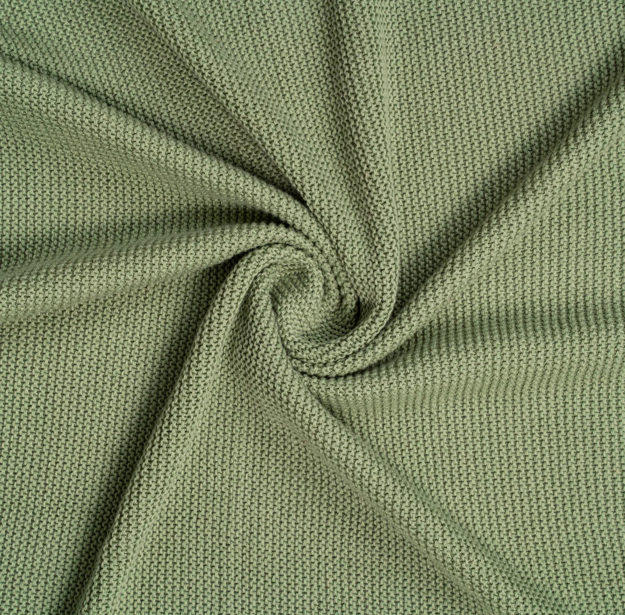 Ruffled Edge Knit Baby Blanket In Sage Green