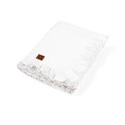 Ruffled Edge Knit Baby Blanket In White