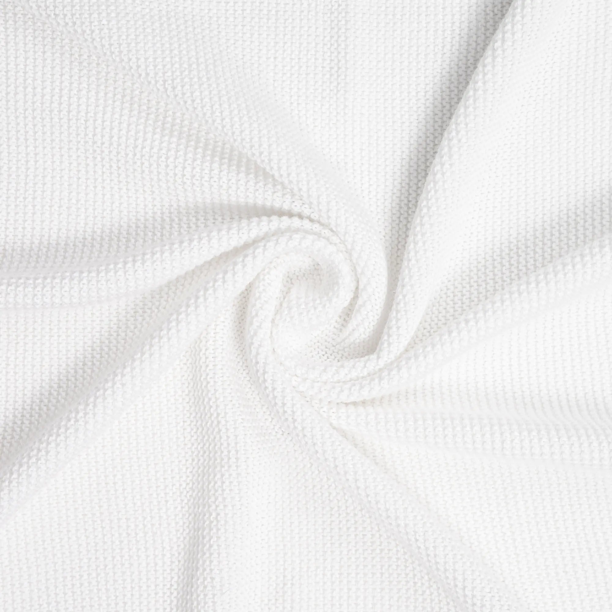Ruffled Edge Knit Baby Blanket In White
