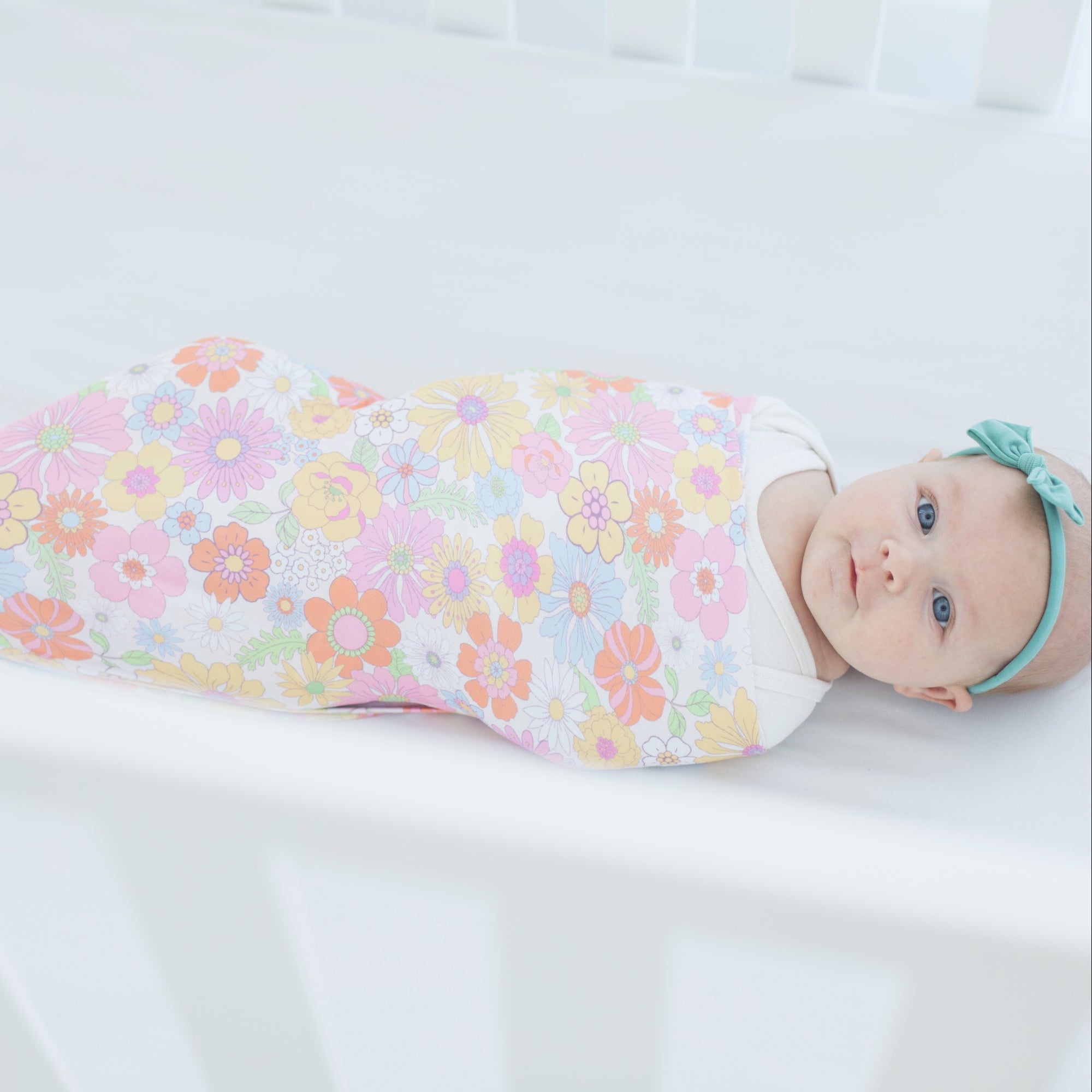 Buttery Soft And Stretchy Swaddle Blanket - Retro Floral