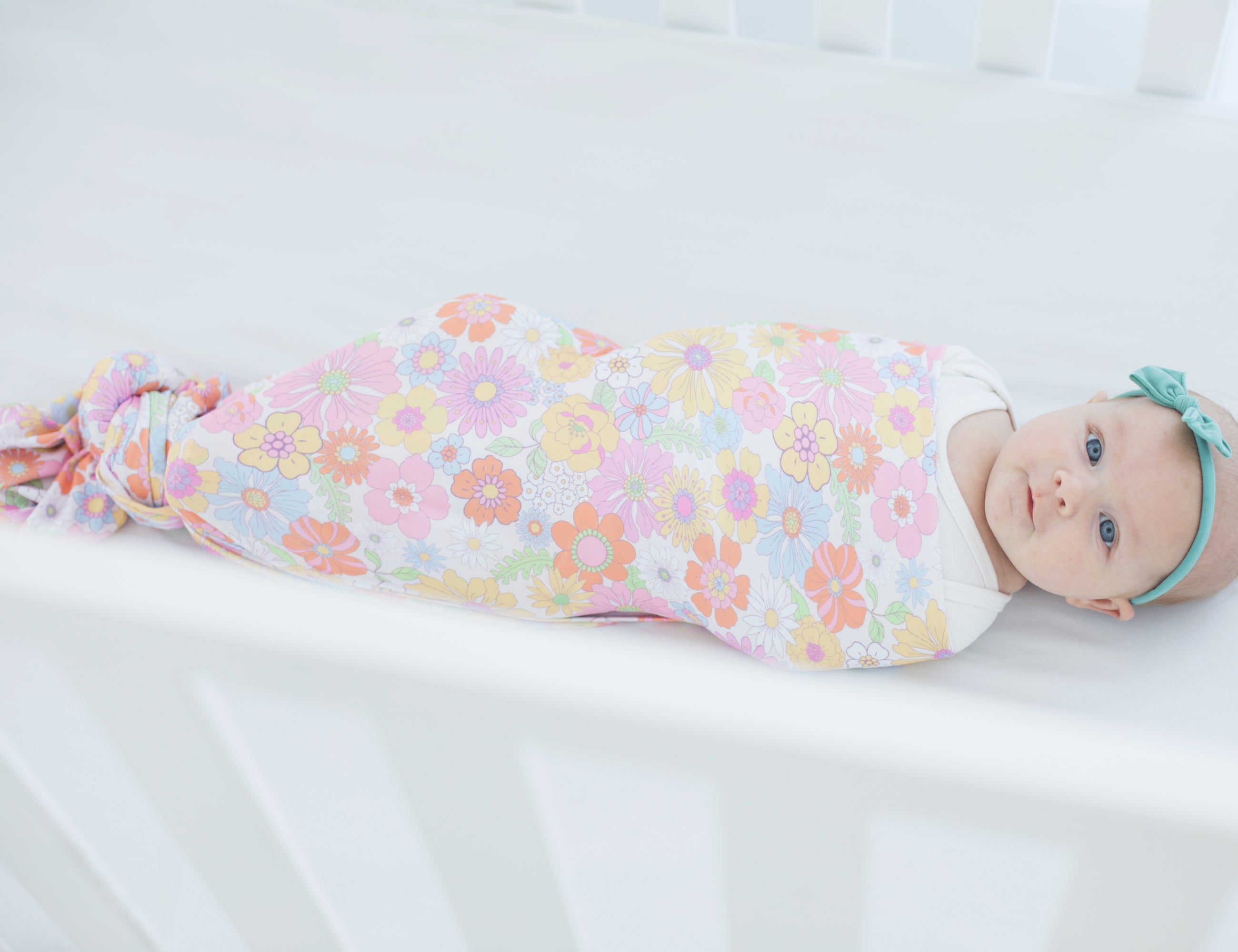 Buttery Soft And Stretchy Swaddle Blanket - Retro Floral