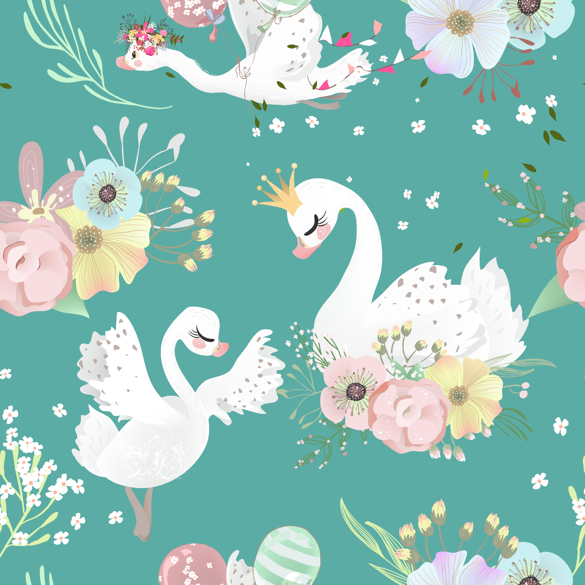 Swans Minky Baby Blanket