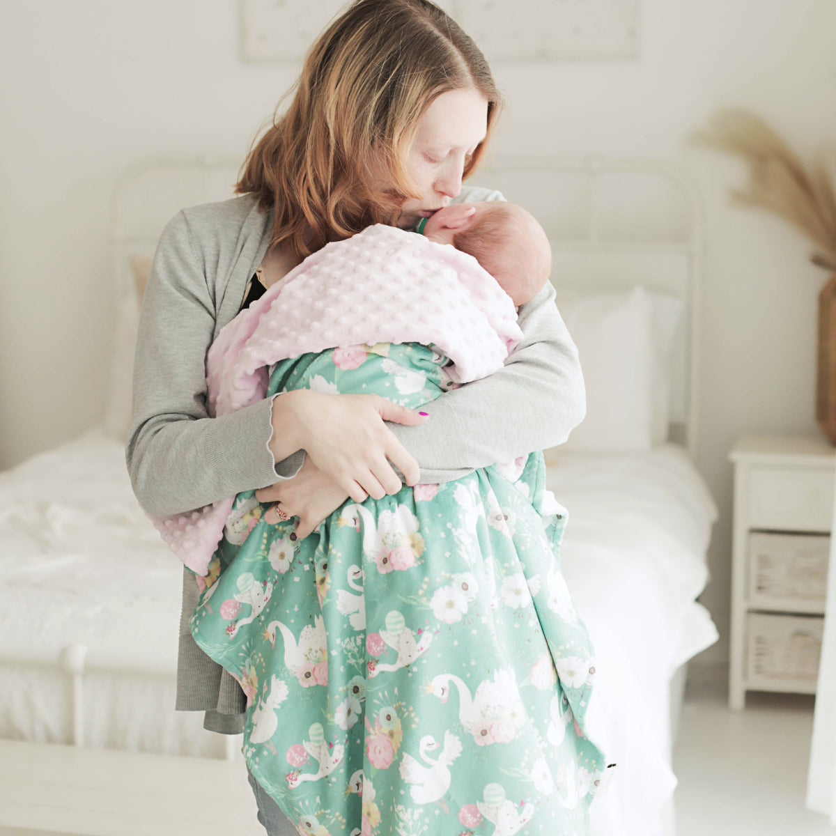 Swans Minky Baby Blanket