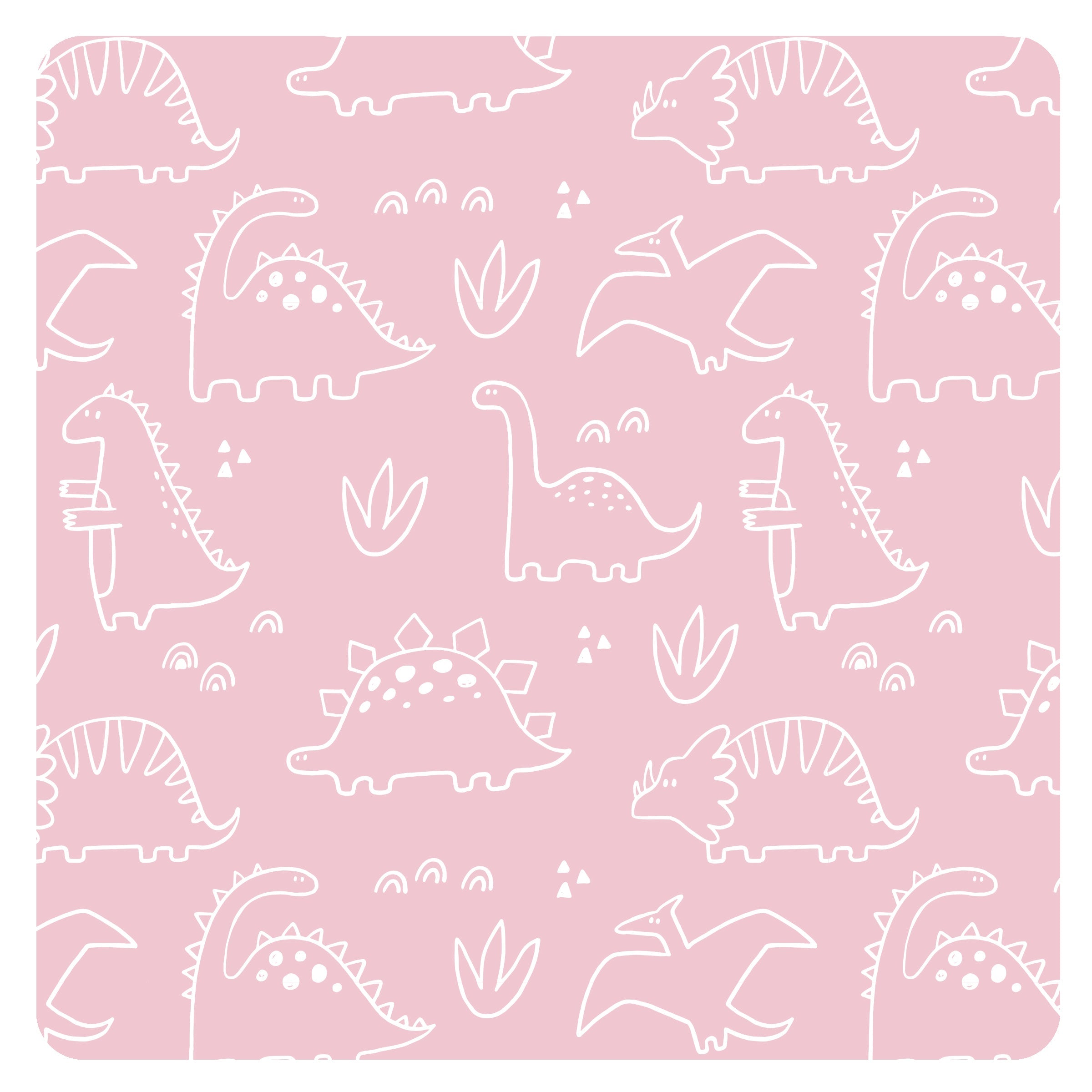 Dino Friends - Blush Splash Mat - A Waterproof Catch-all For Highchair Spills And More!