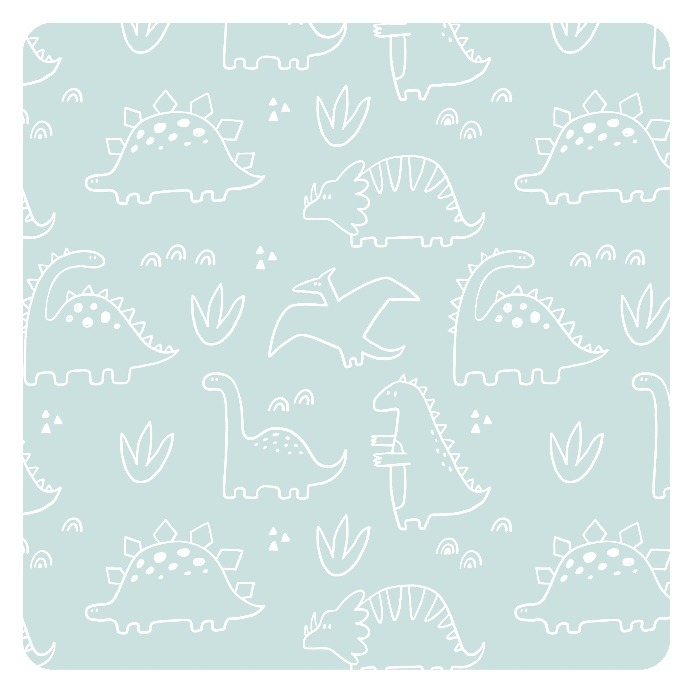 Dino Friends - Sage Splash Mat - A Waterproof Catch-all For Highchair Spills And More!