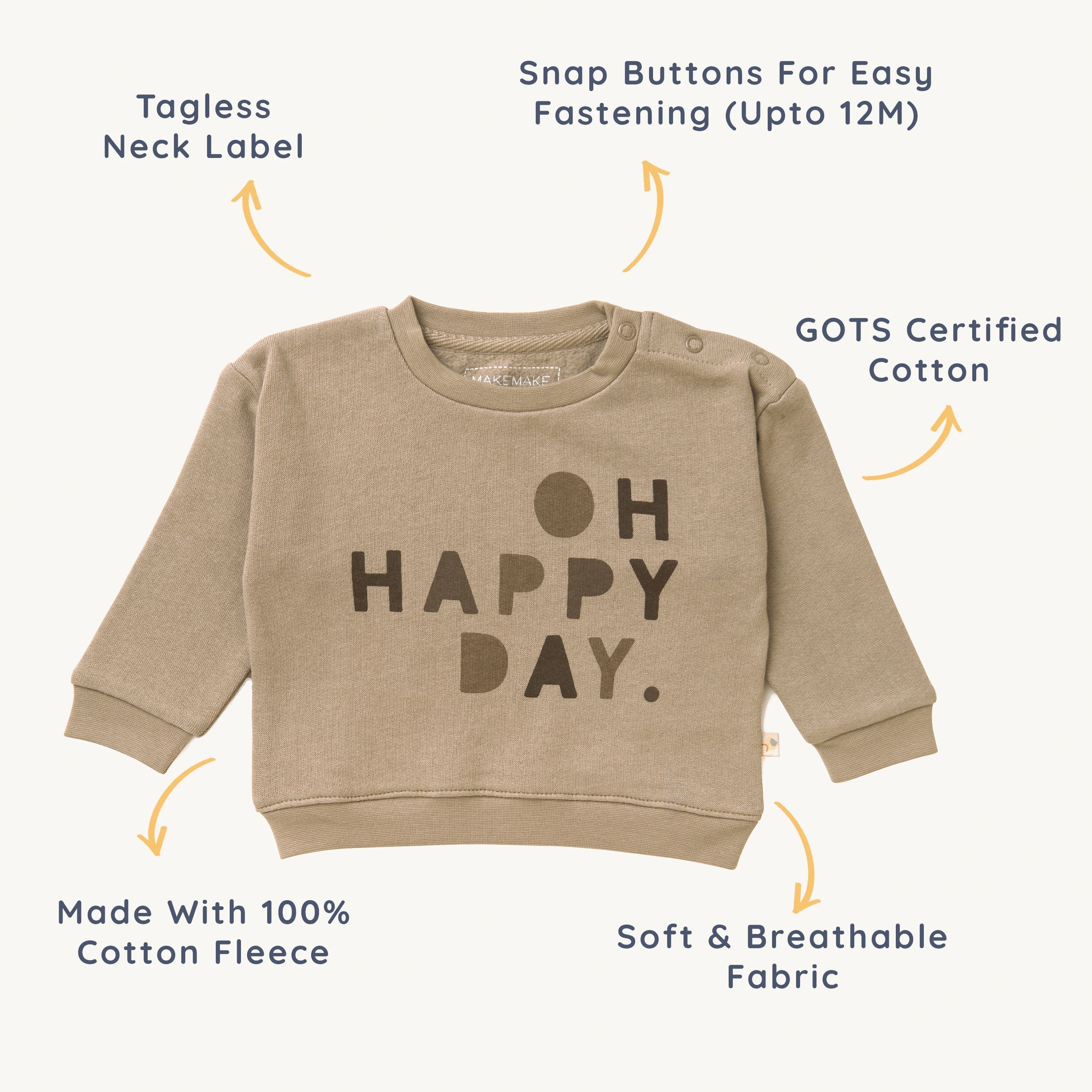 Organic Graphic Sweatshirt - Happy Day