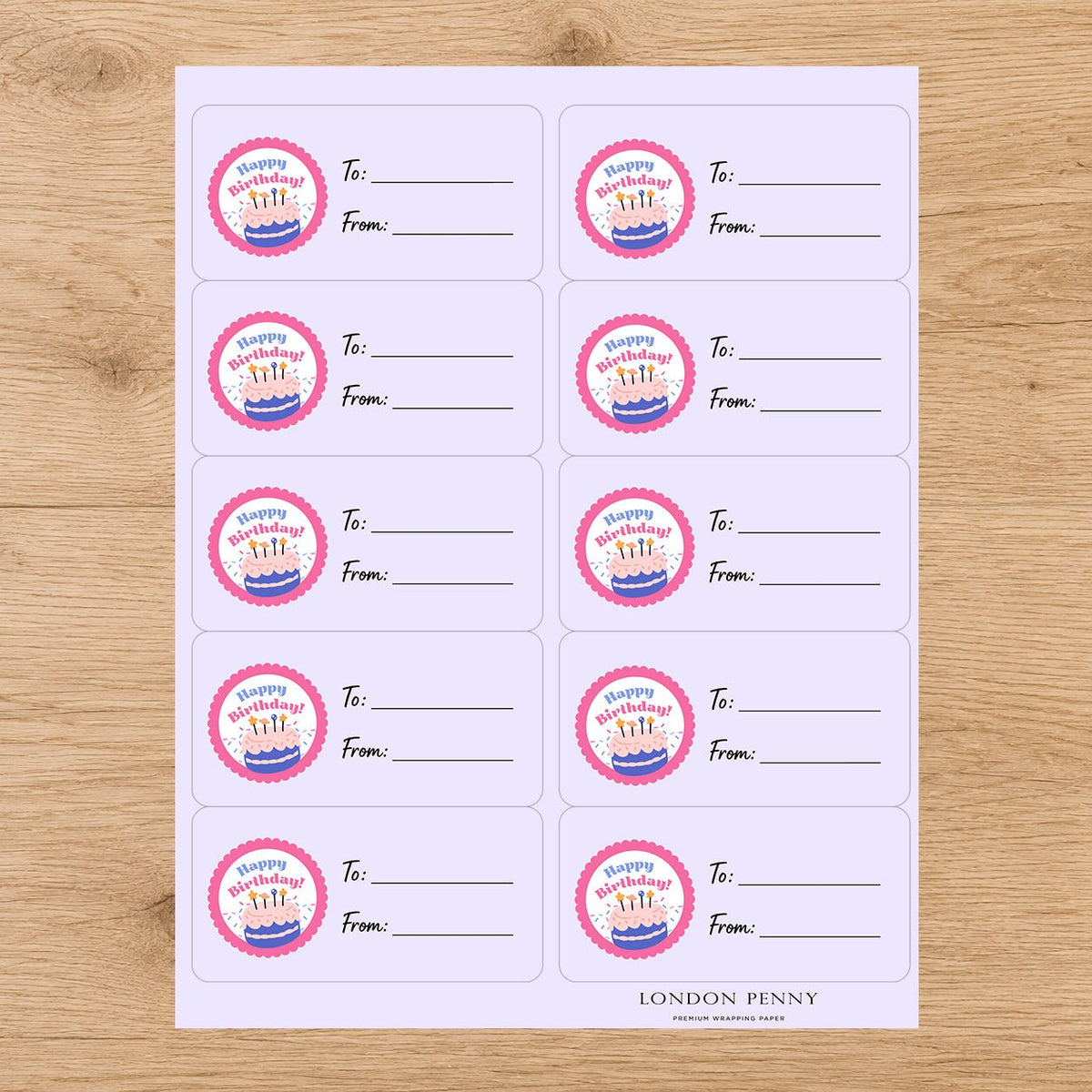 Sweet Birthday Wishes Gift Tag Sticker Sheet