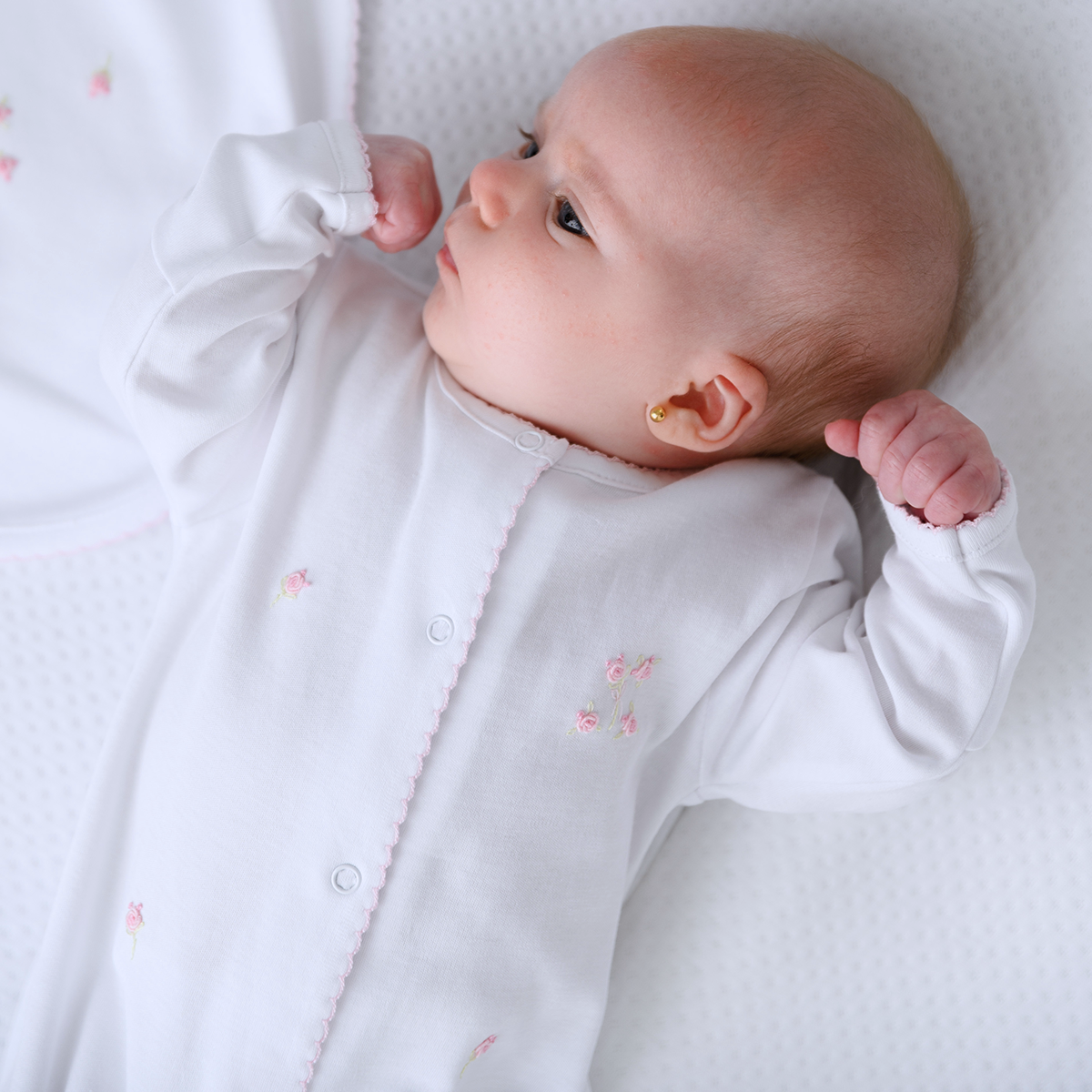 Sweet Roses Embroidery Footie | Baby Girl