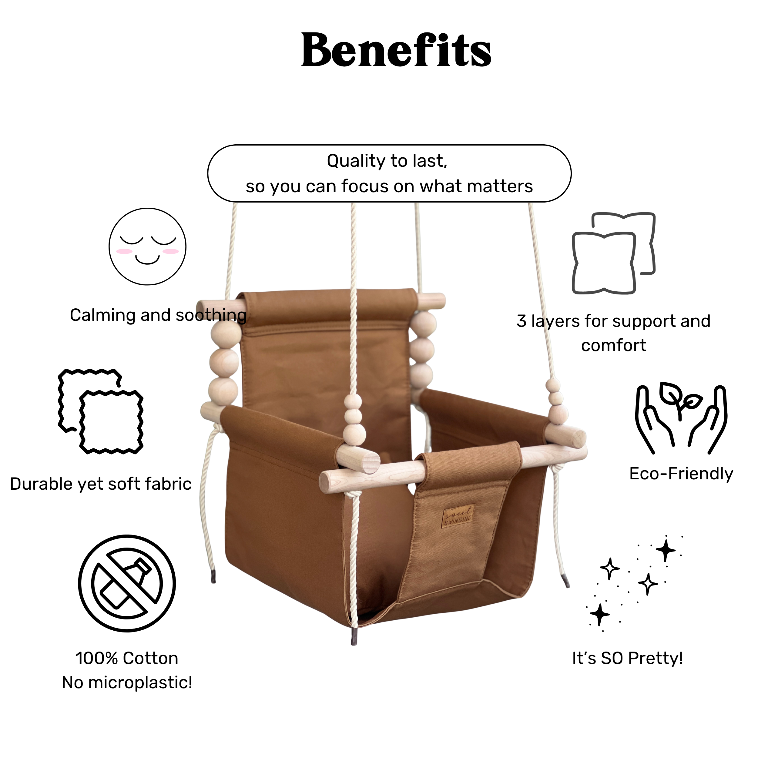 Organic Cotton Indoor High Back Swing Toffee