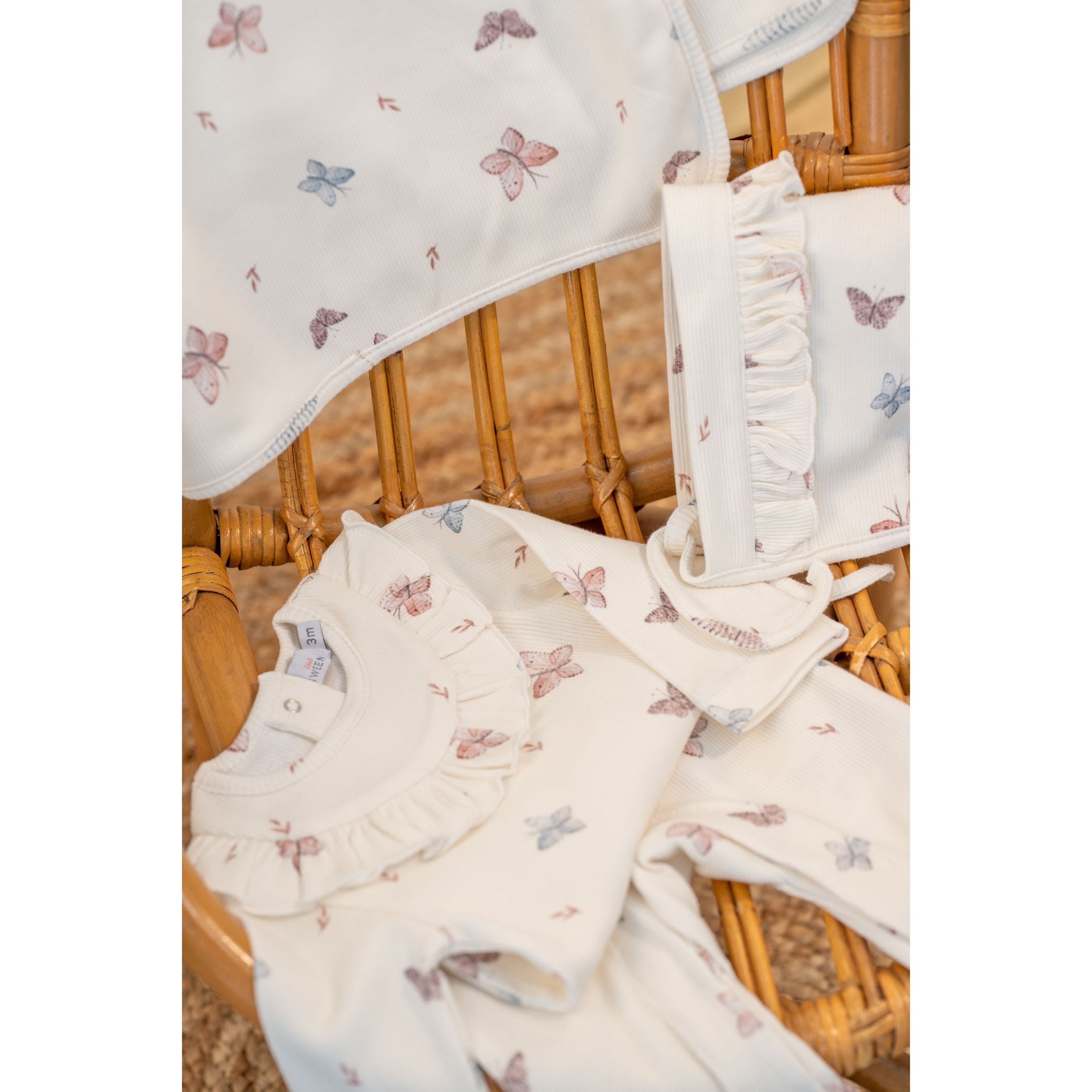 Syrine | Girls White Cotton Butterfly Print  All-in-one