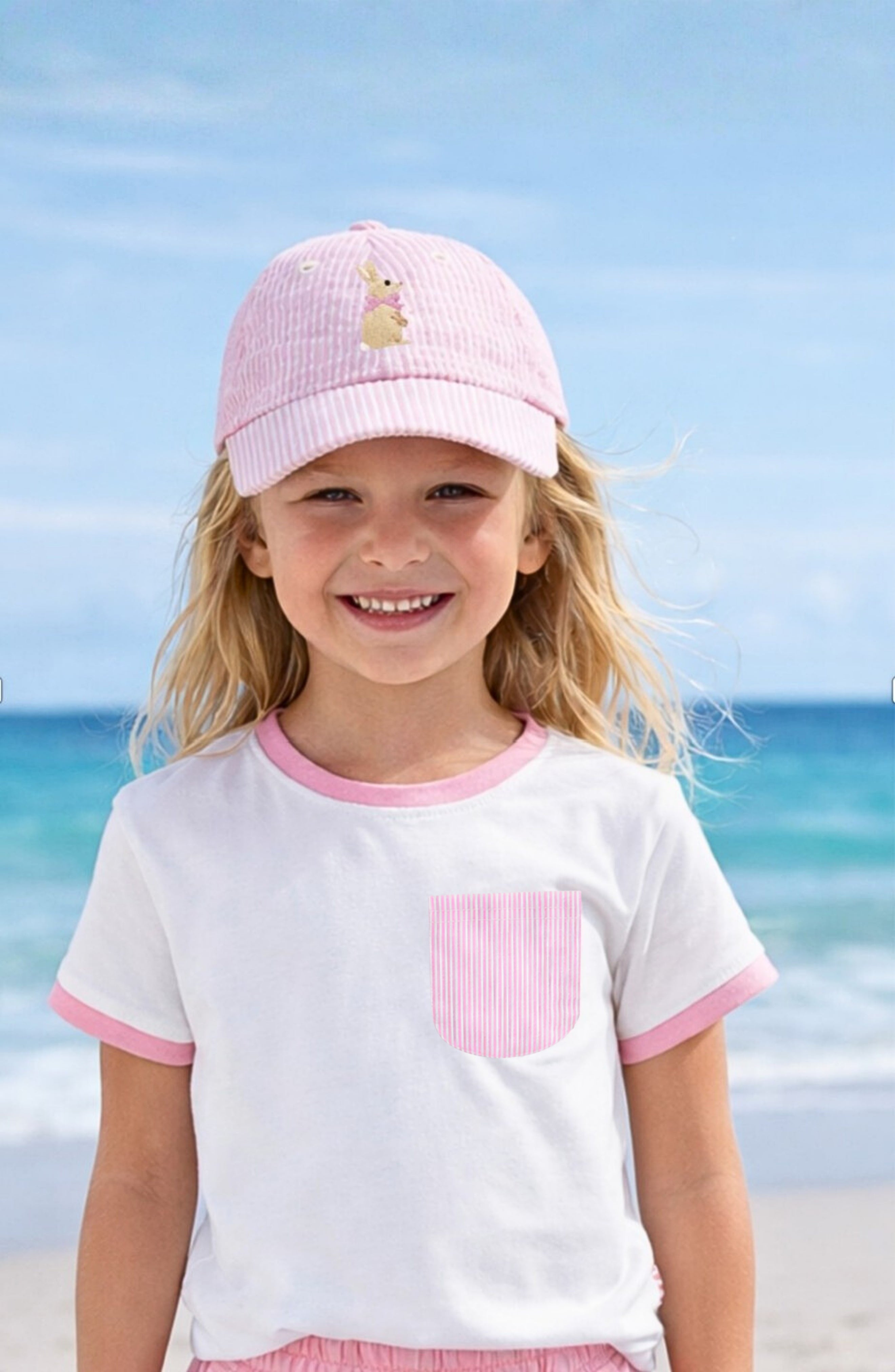 Pink Seersucker Pocket T-shirt