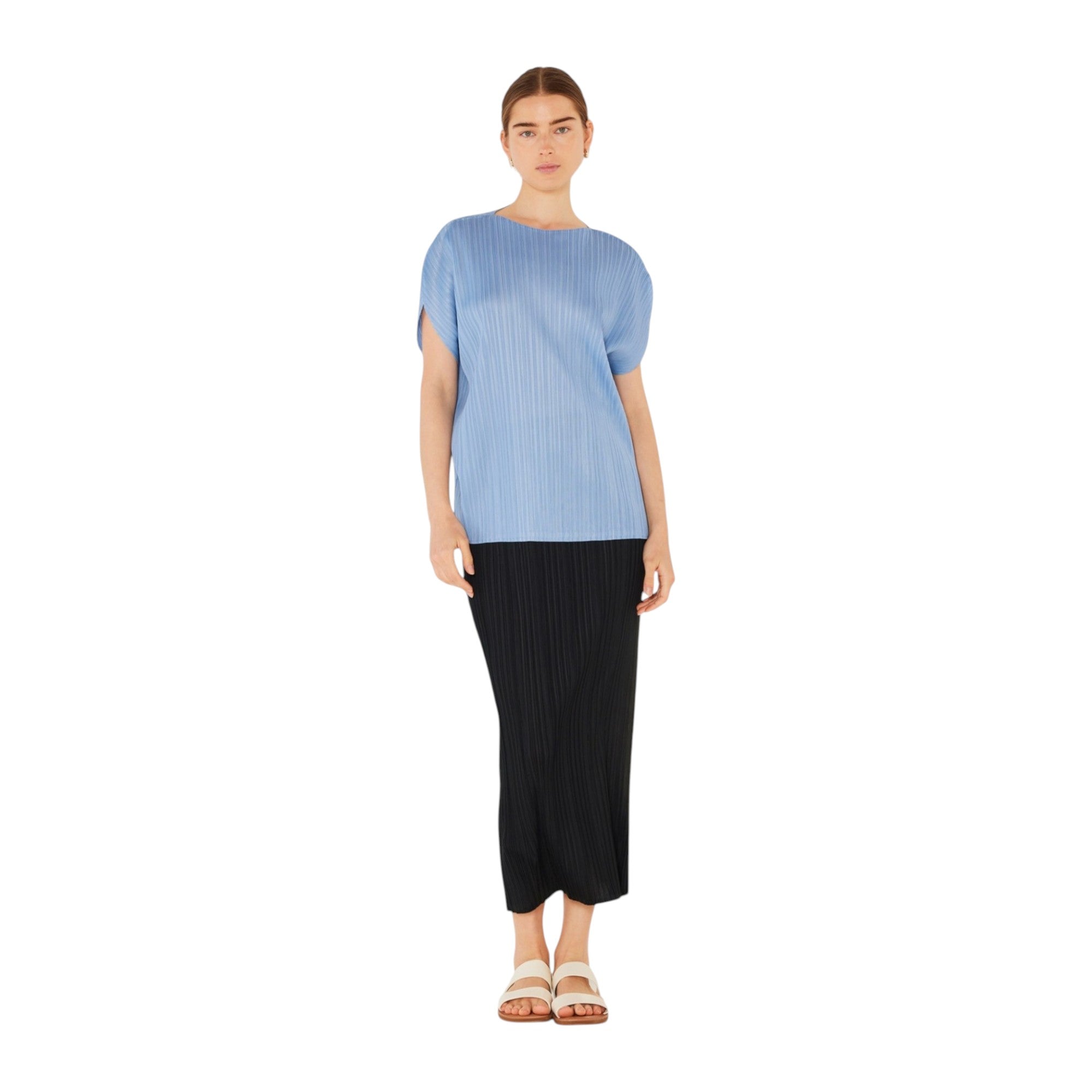 Pleated Oversize Dolman Sleeve Top - T02sr_periwinkle