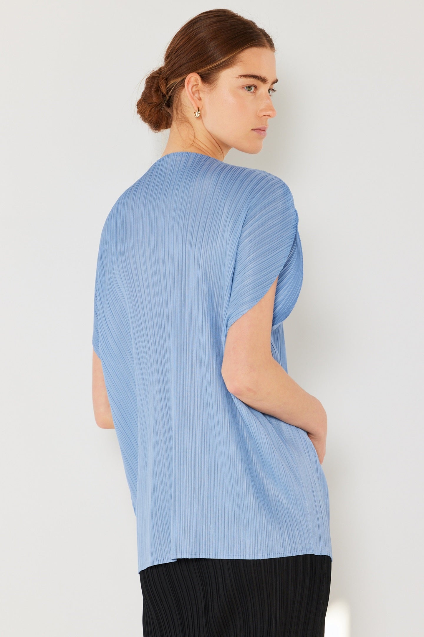 Pleated Oversize Dolman Sleeve Top - T02sr_periwinkle