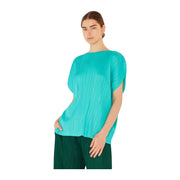 Pleated Oversize Dolman Sleeve Top - T02sr_turq Green