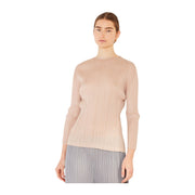 Pleated Long Sleeve Boatneck Top - T04ls_beige