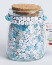 Frosty Blue And Metallic Silver Letter Christmas Diy Bead Jar