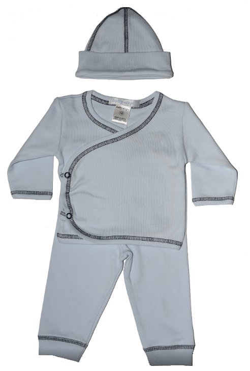 Baby Simply Solid Blue With Navy Stitch - 3 Piece Set