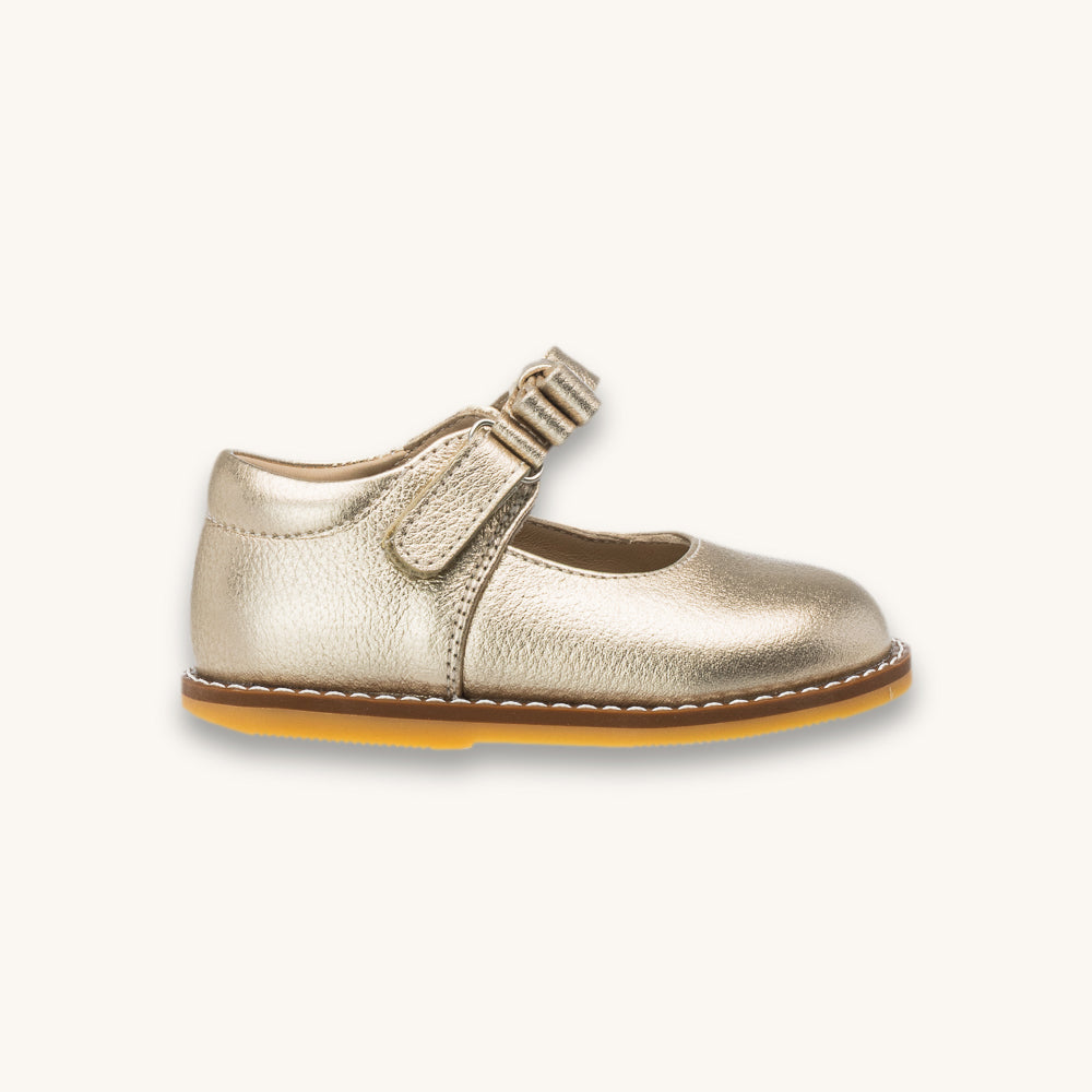 Mary Jane With Bow Toddler Gold