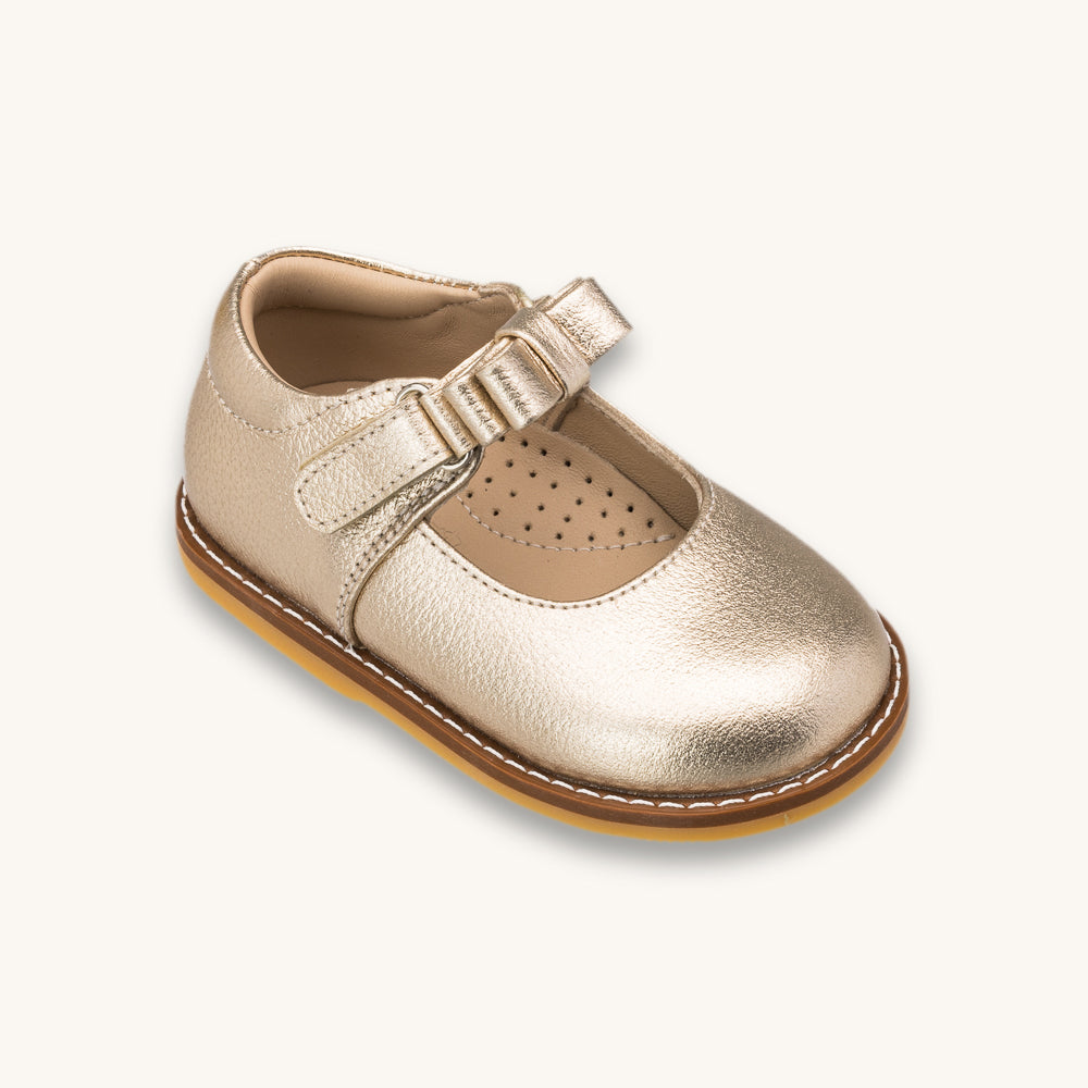 Mary Jane With Bow Toddler Gold