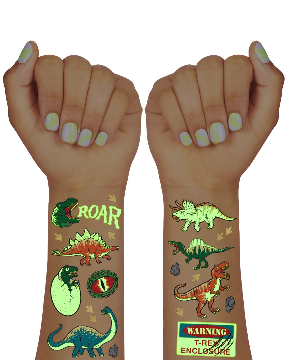 Dino Glo Tats - 44 Foil Temporary Tattoos