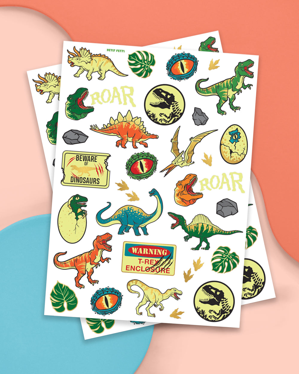 Dino Glo Tats - 44 Foil Temporary Tattoos