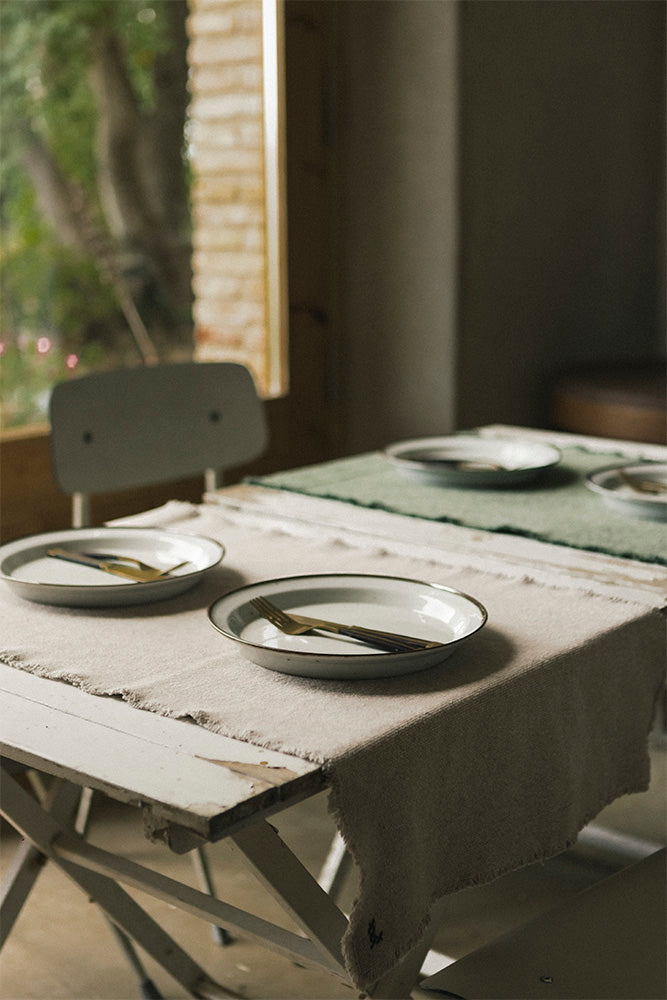 Stonewashed Table Runner New Grey