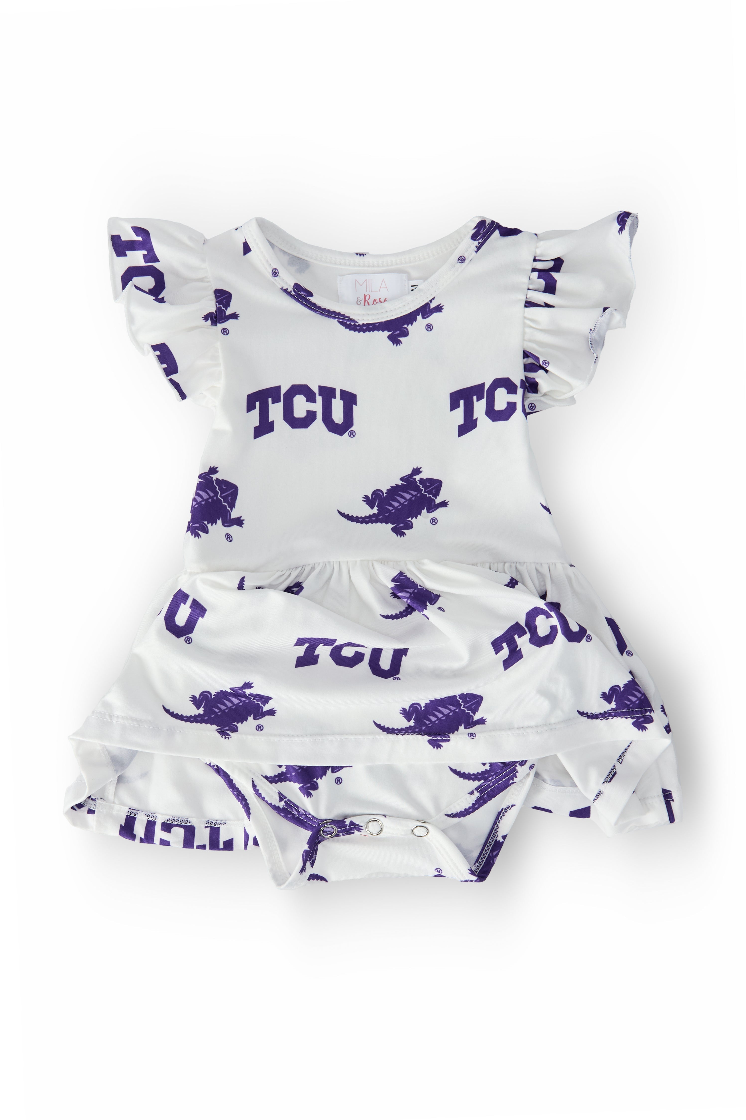 Tcu White Frog Flutter Twirl Bodysuit