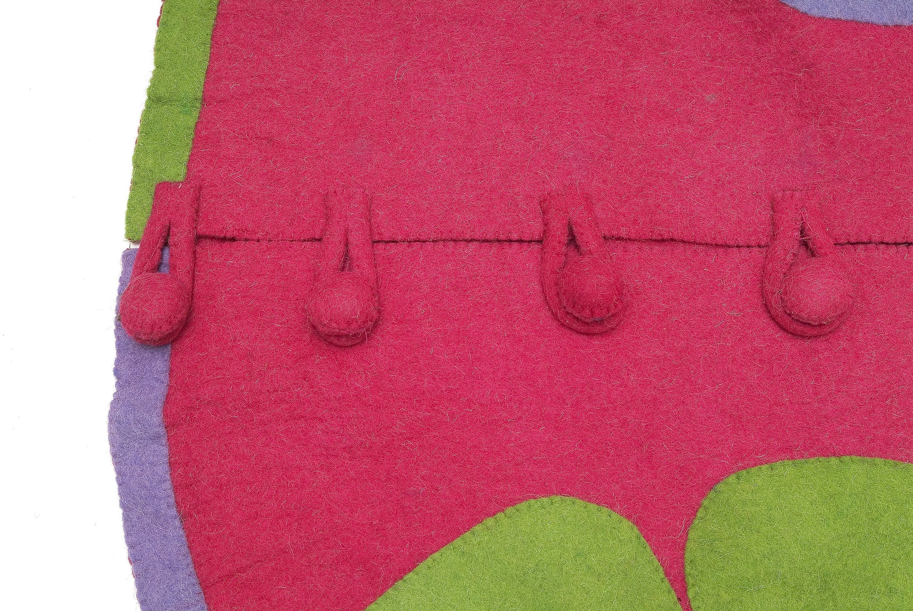 Handmade Christmas Tree Skirt In Felt - Flowers On Pink - 60"