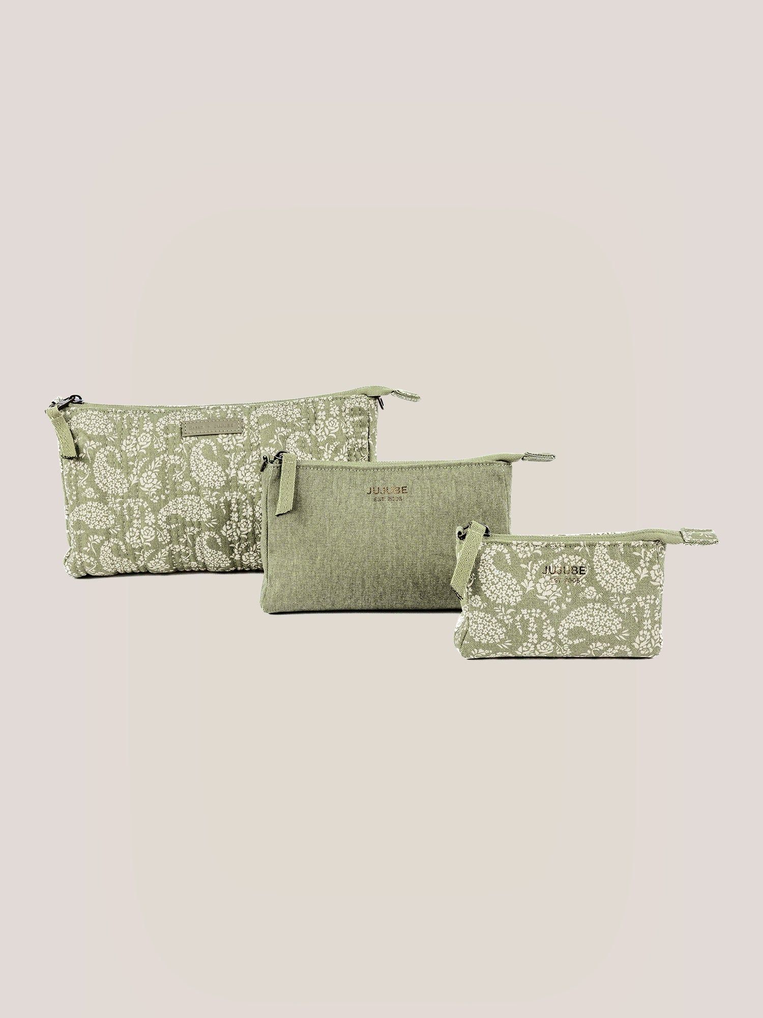 Sazan X Jujube 3-piece Pouch Clutch Purse Set - Paisley Floral