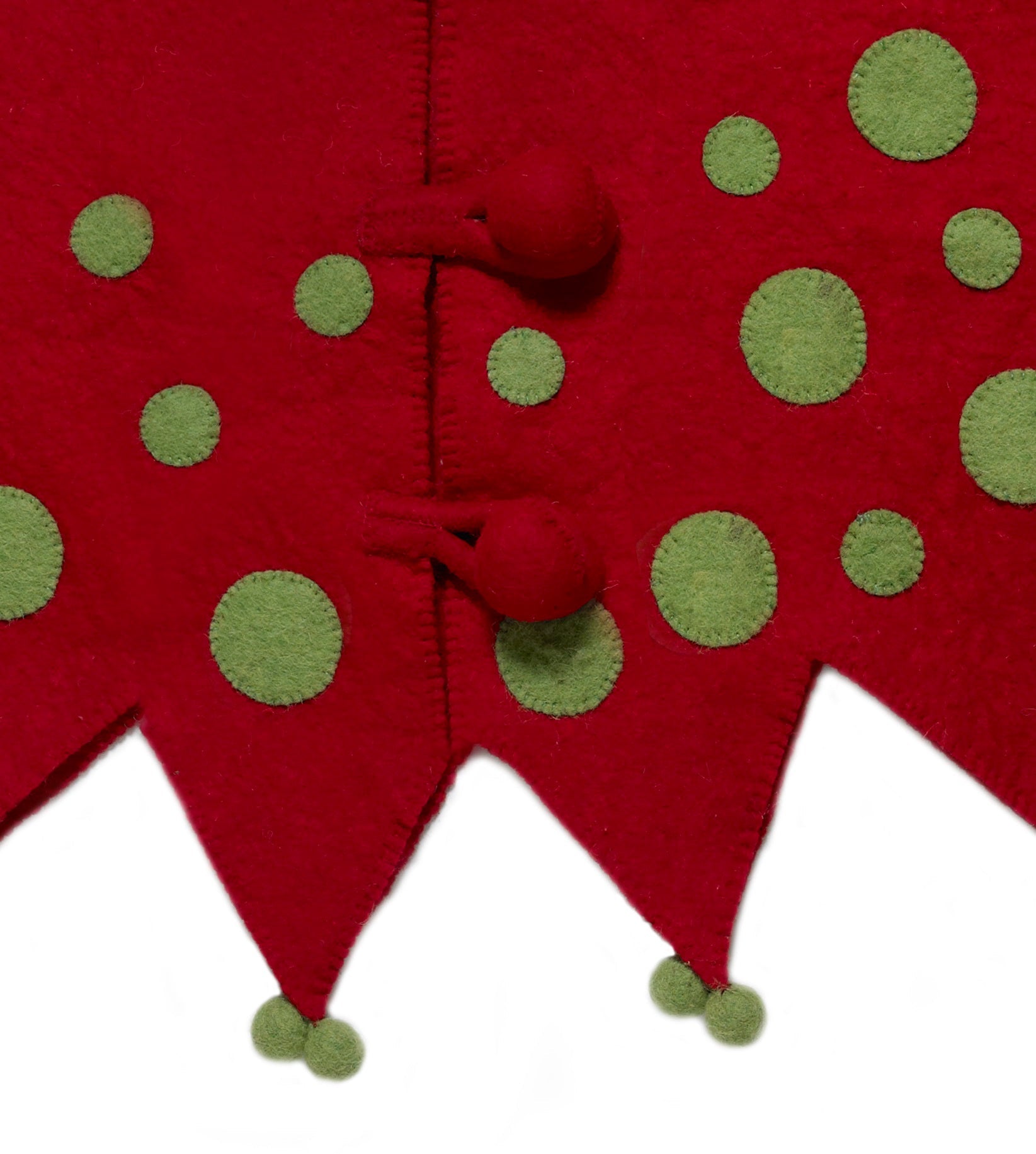 Handmade Felt Christmas Tree Skirt - Jester In Red And Green - 60"