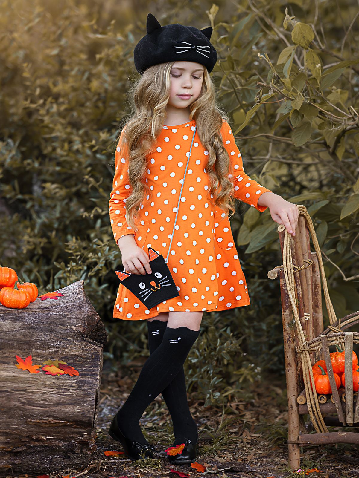 Precious Polka Dot Pocket Dress And Purse Set